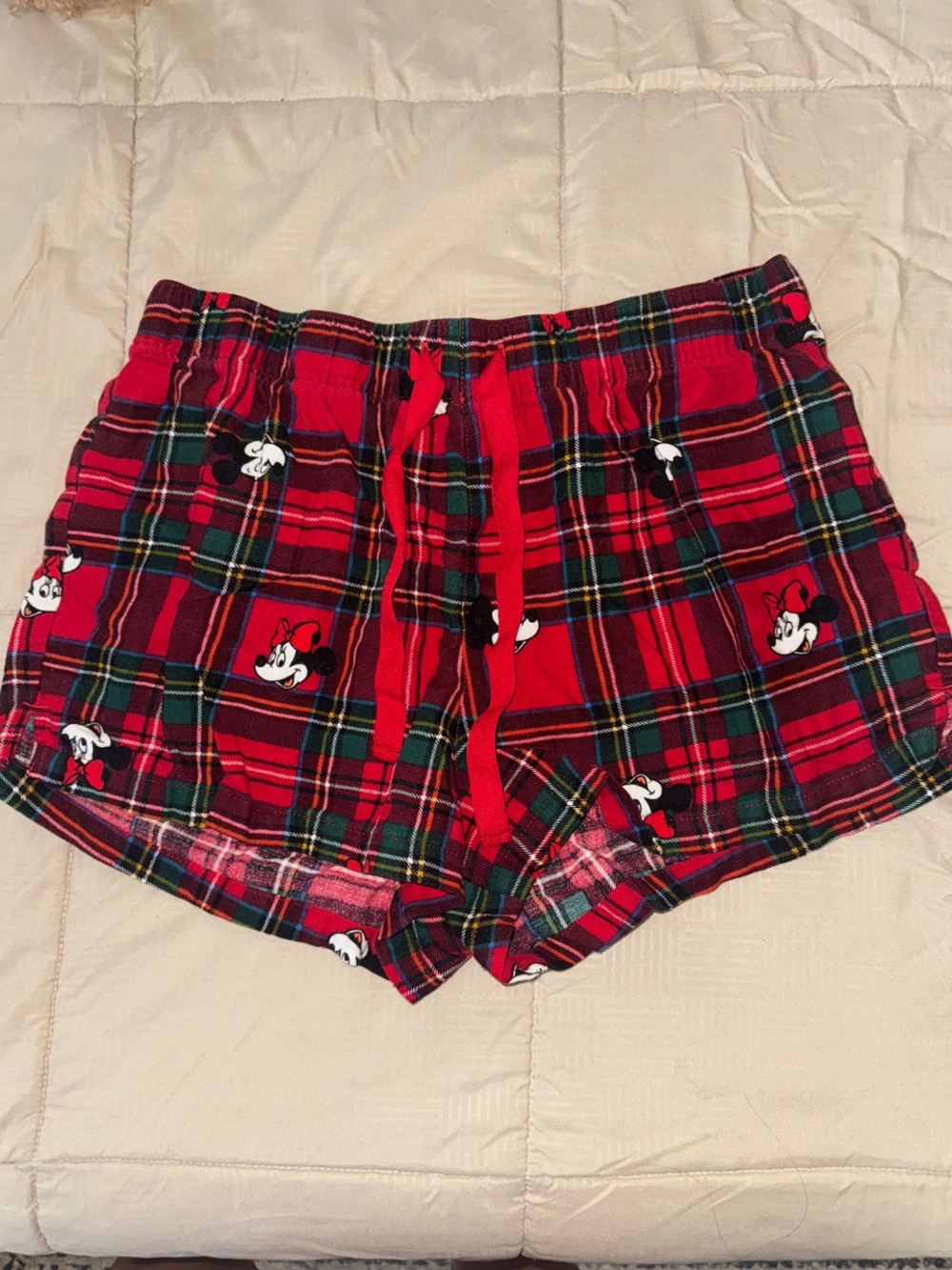 Old Navy x Disney Red Plaid Minnie Mouse High Waist Shorts